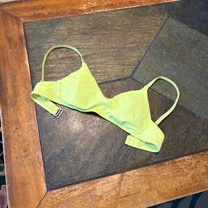 Shade & Shore Neon Yellow Chartreuse Bralette Bikini Top Womens Small V-Neck
